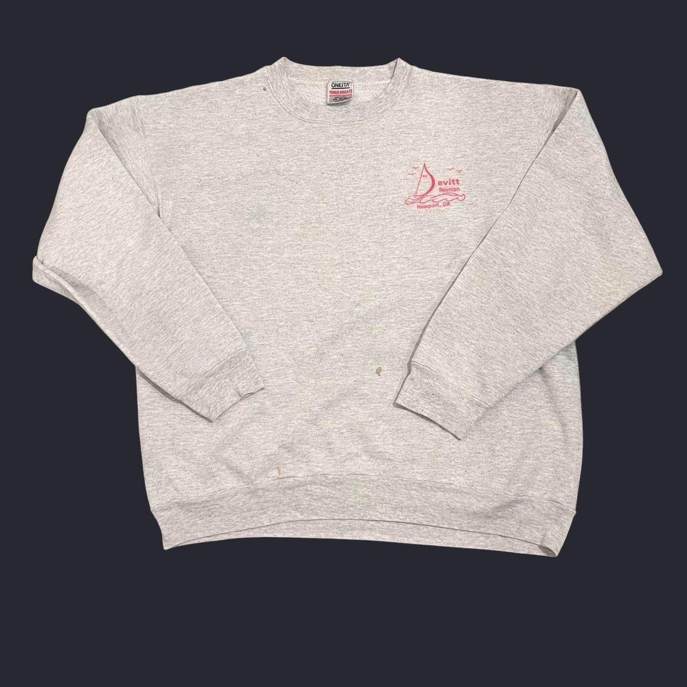 Vintage Grey Newport Crewneck Made In USA Skate Surf Beach Grunge